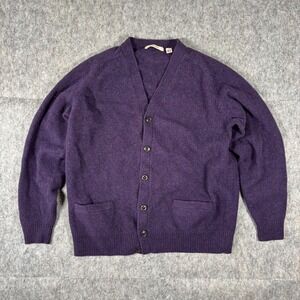 UNIQLO Lambswool Cardigan Sweater Women's Large Purple Grandpa Vintage Y2K